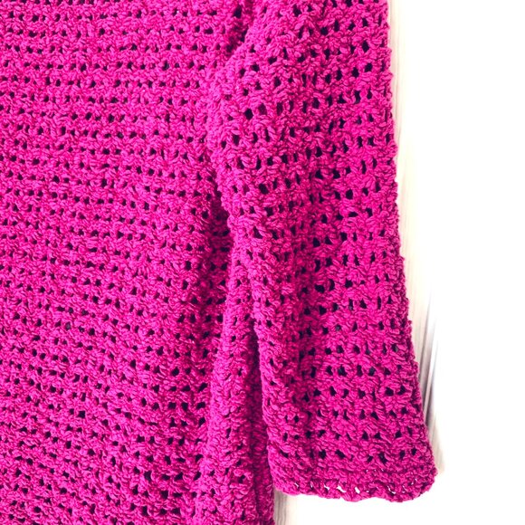 CHICO’S SWEATER Open Weave 3/4 Raglan Sleeves Pink M/L - Picture 6 of 10
